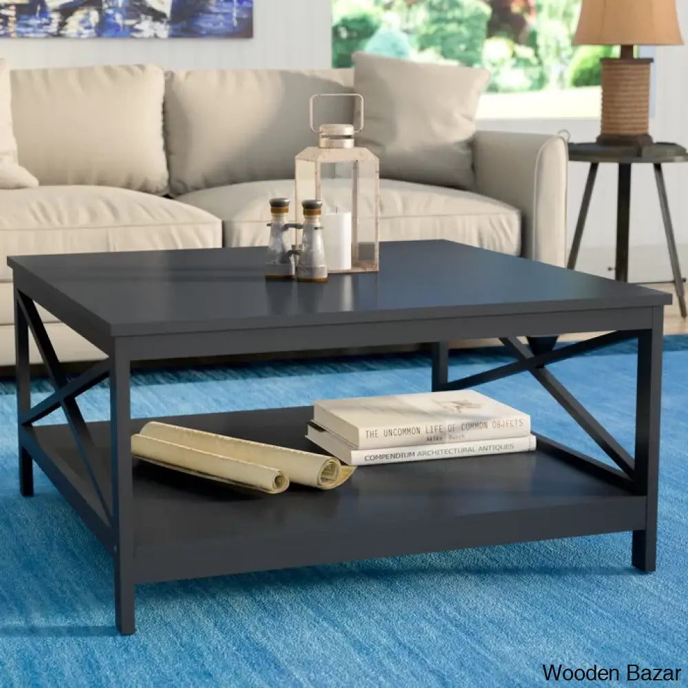 Dareky Coffee And Center Table Black Top/Black Base