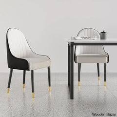 Darg Modern Dining Chairs (Set Of 2) With Pu Leather In White & Black With Sleek Metal Legs