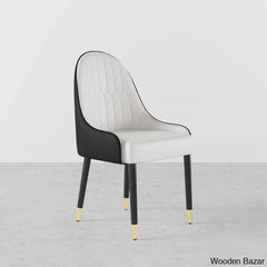 Darg Modern Dining Chairs (Set Of 2) With Pu Leather In White & Black With Sleek Metal Legs