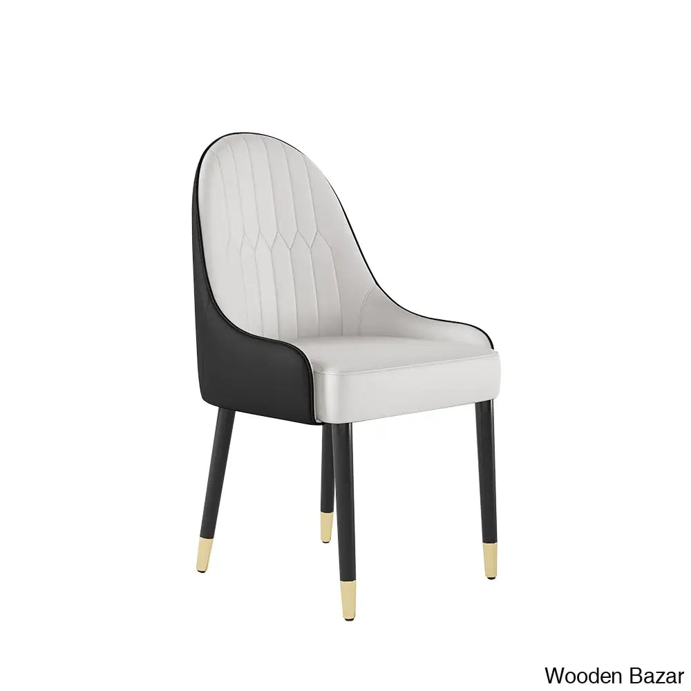 Darg Modern Dining Chairs (Set Of 2) With Pu Leather In White & Black With Sleek Metal Legs