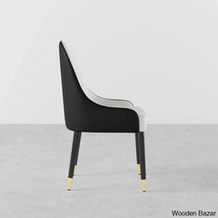 Darg Modern Dining Chairs (Set Of 2) With Pu Leather In White & Black With Sleek Metal Legs
