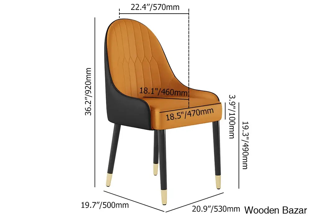 Darg Modern Dining Chairs (Set Of 2) With Pu Leather In White & Black With Sleek Metal Legs