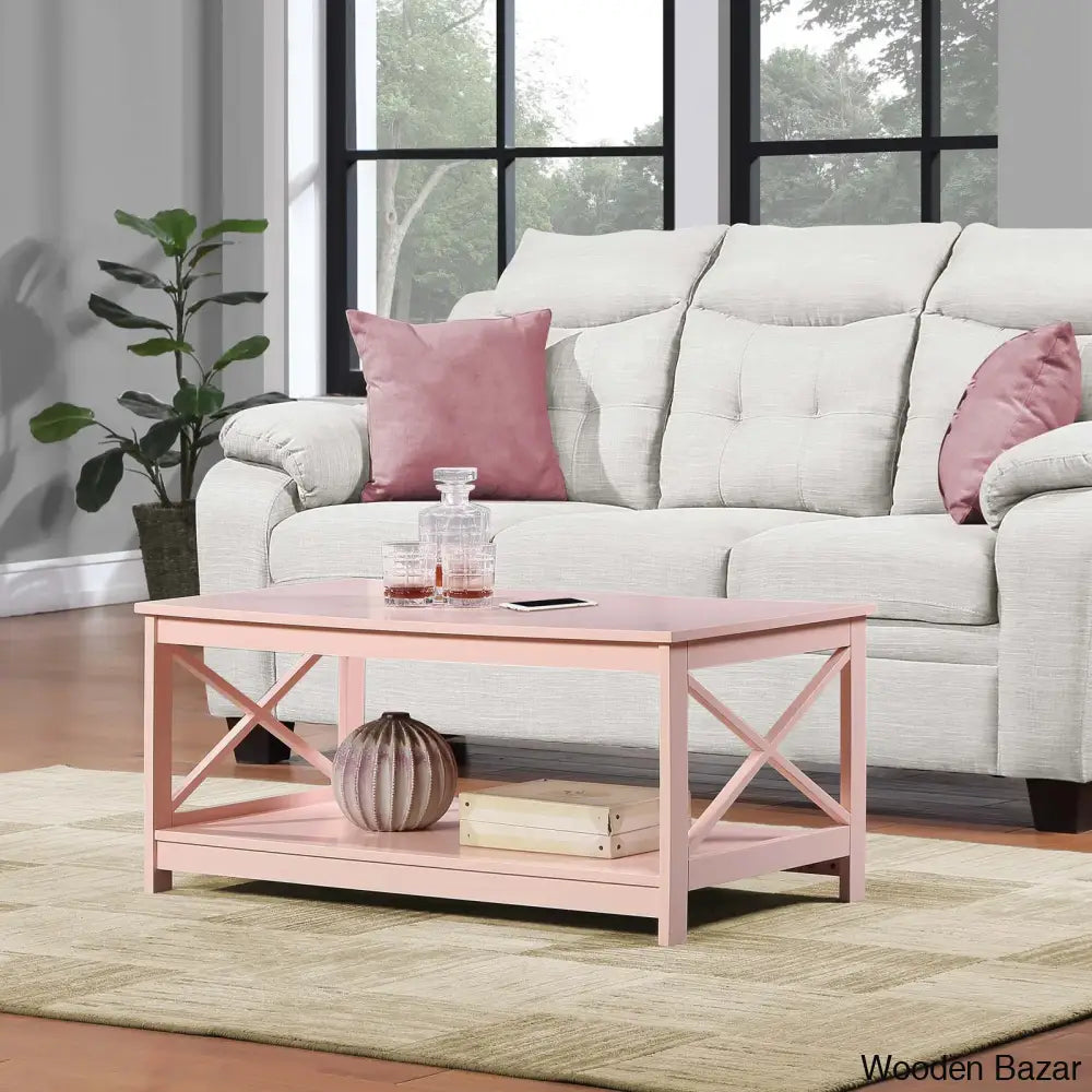 Darieky 4 Legs Coffee And Center Table With Storage Blush Pink