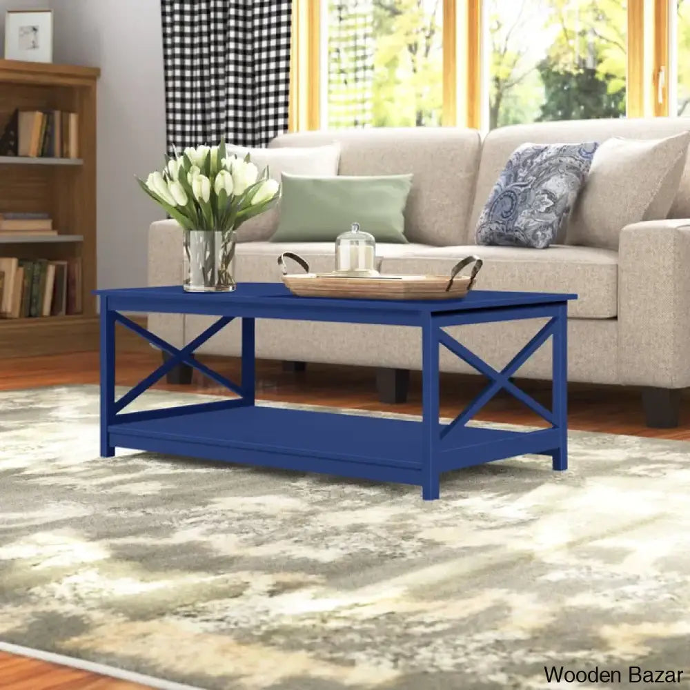 Darieky 4 Legs Coffee And Center Table With Storage Cobalt Blue