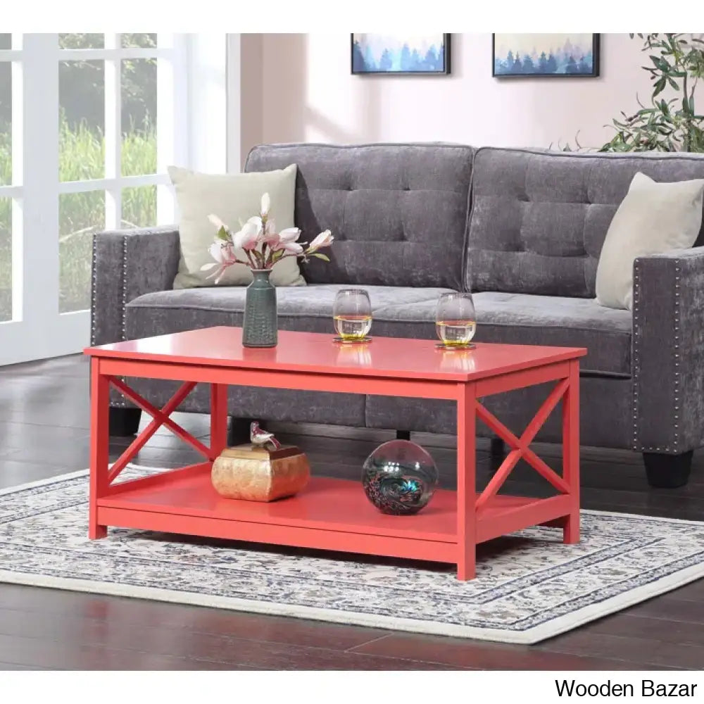 Darieky 4 Legs Coffee And Center Table With Storage Coral