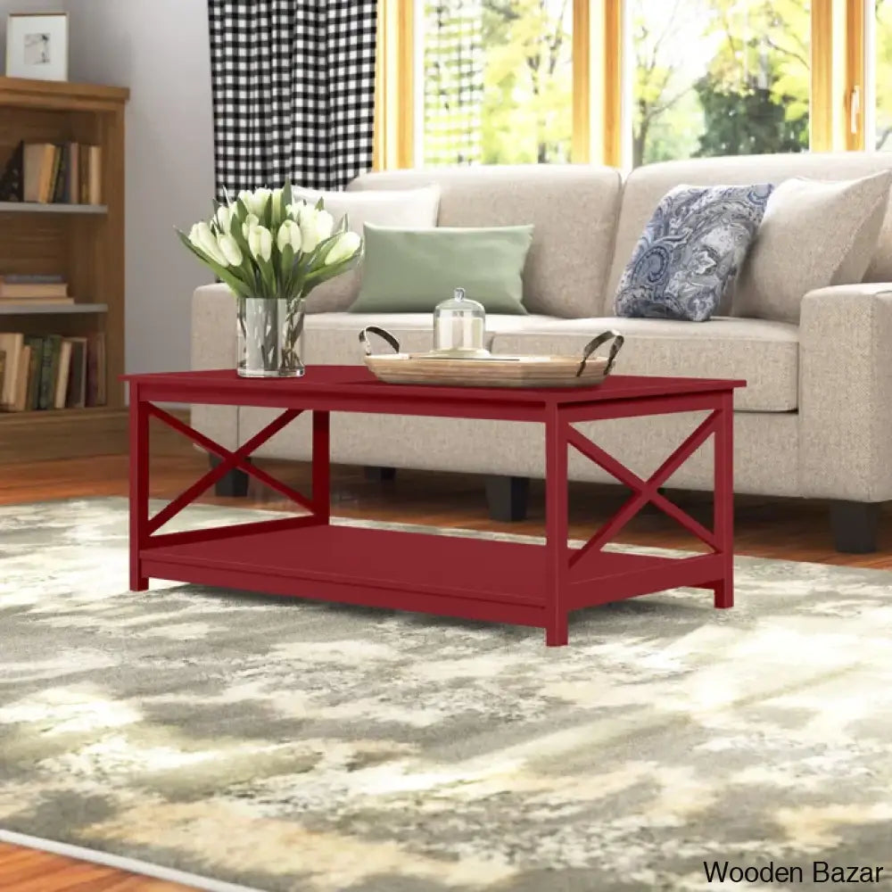 Darieky 4 Legs Coffee And Center Table With Storage Cranberry Red