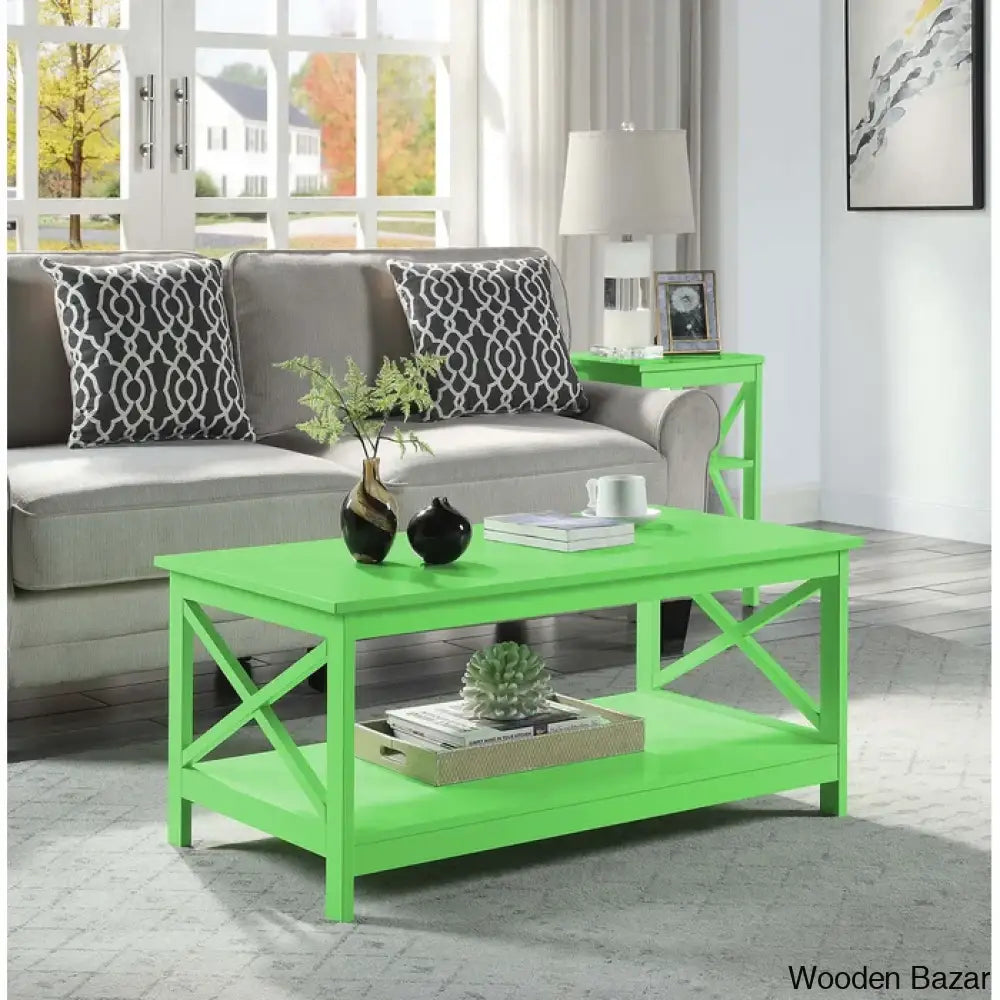 Darieky 4 Legs Coffee And Center Table With Storage Lime