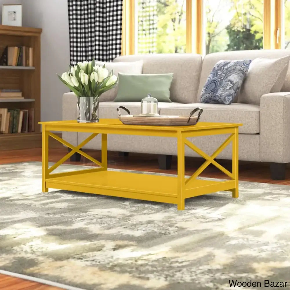 Darieky 4 Legs Coffee And Center Table With Storage Yellow