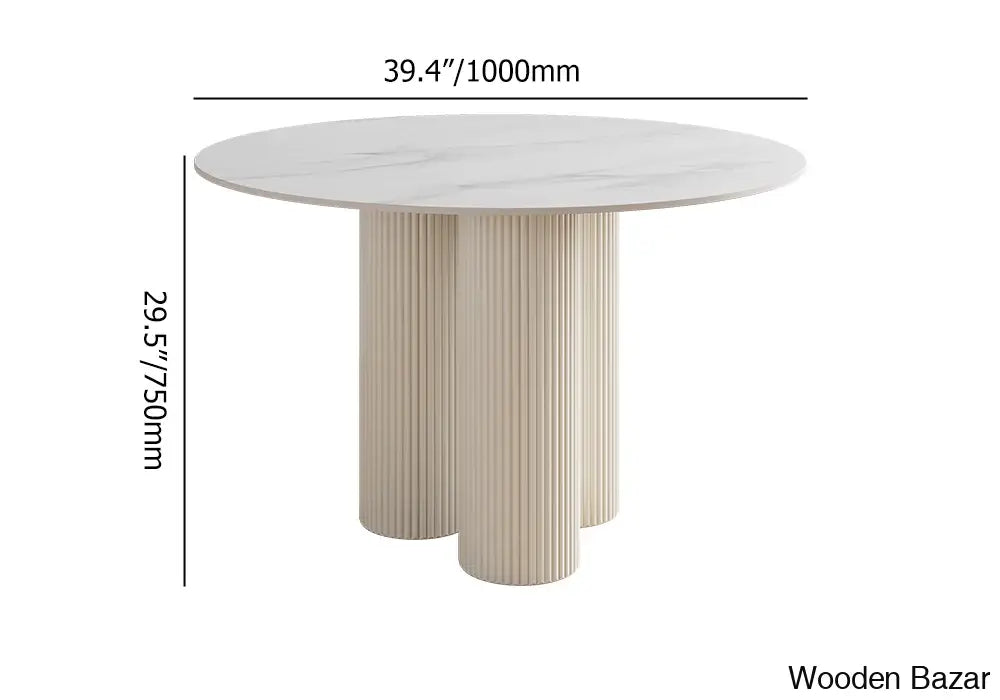 Darleen Modern Oval Dining Table With White Sintered Stone Top And Three Sleek Legs