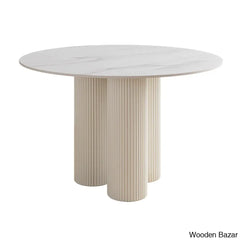 Darleen Modern Oval Dining Table With White Sintered Stone Top And Three Sleek Legs