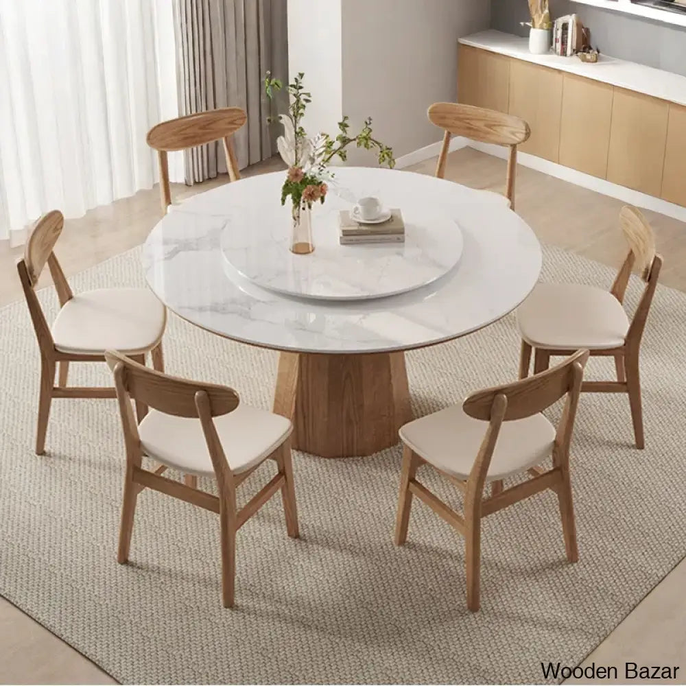 Darnell Luxury 4/6/8 Seater Pedestal Dining Set - Wooden Bazar 29.5’’H X 59.1’’L 59.1’’W / 6