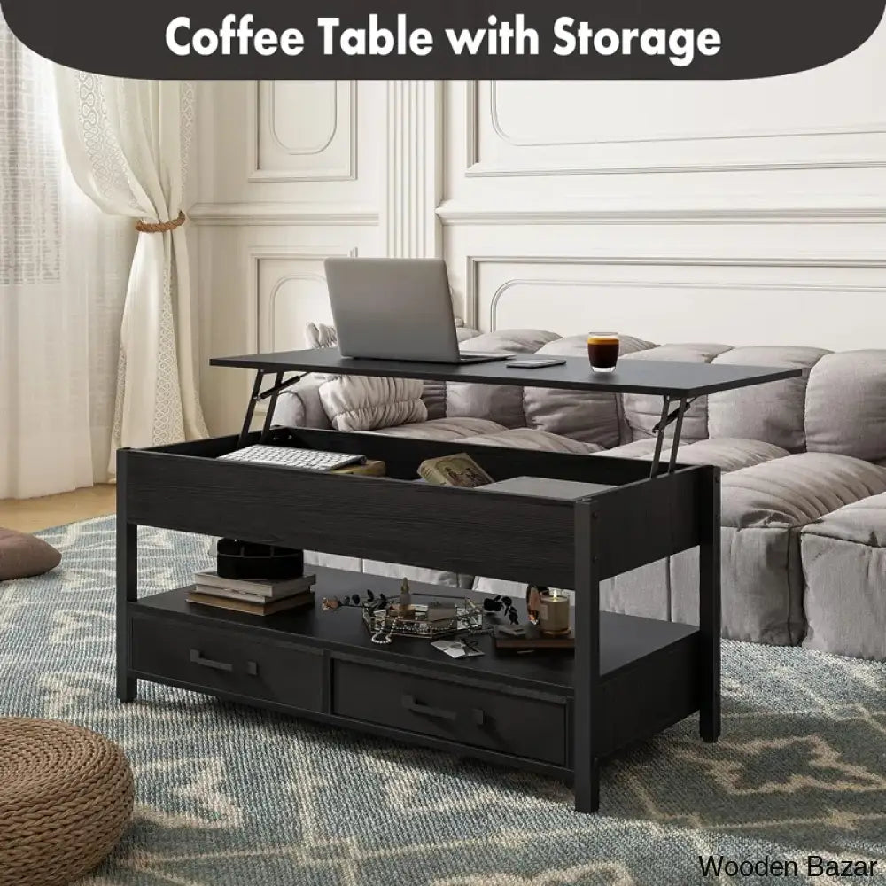 Darrelyne Coffee And Center Table Lift Top Multi-Function Convertible Tables Retro Central