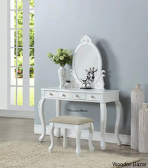 Daryell Vanity Dressing Table With Mirror And Stool White