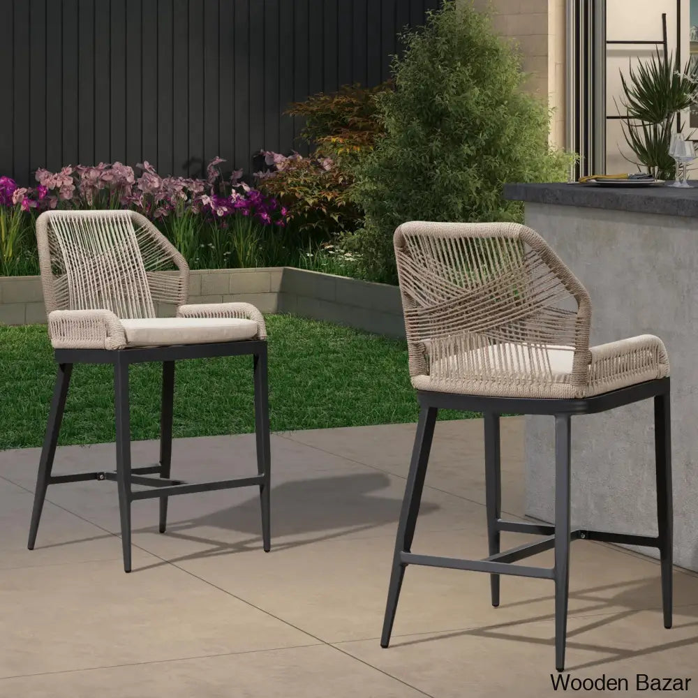 Davano Swivel Outdoor 24.8’’ Counter And Bar Stool (Set Of 2) Dark Gray