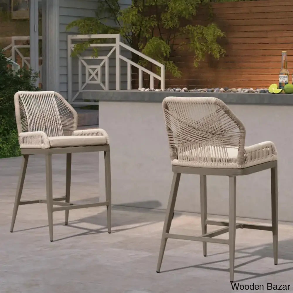 Davano Swivel Outdoor 24.8’’ Counter And Bar Stool (Set Of 2) Gray