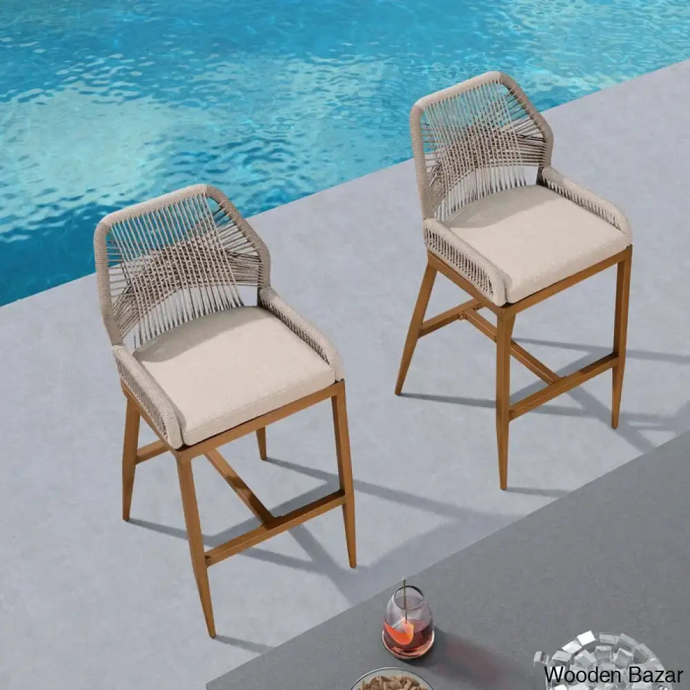 Davano Swivel Outdoor 24.8’’ Counter And Bar Stool (Set Of 2) Teak