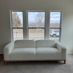 Modern Boucle Sofa with Solid Wood Base
