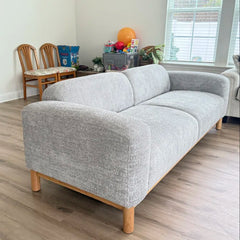 Modern Boucle Sofa with Solid Wood Base