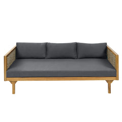 3 Seater Outdoor Sofa With Rattan Arms