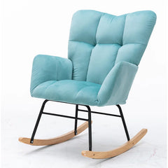 Sallop High-Back Velvet Upholstered Rocking Chair with Nursery Rocker Style