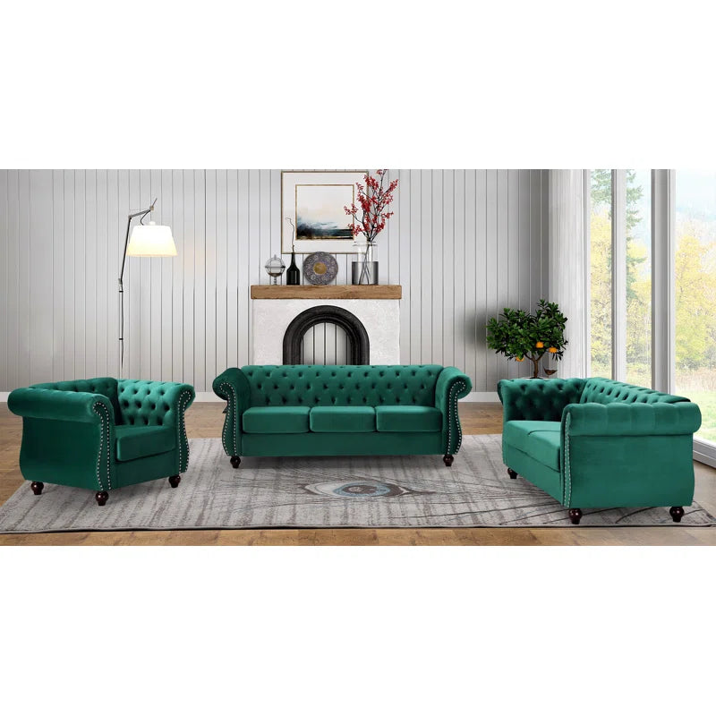 Anguloz 3 - Piece Velvet Living Room Set Luxury Sofa Set