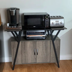 Marin 47 " Kitchen Island Open Sheves, Coffee Bar Cabinet Buffet Table Kitchen Sideboard Kitchen trolley cart cabinet kitchen island with storage