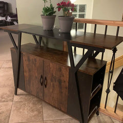 Marin 47 " Kitchen Island Open Sheves, Coffee Bar Cabinet Buffet Table Kitchen Sideboard Kitchen trolley cart cabinet kitchen island with storage