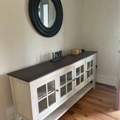 67.75 in Wide Modern Farmhouse Sideboard with Glass Doors