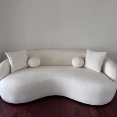 Curved Bouclé Sofa French-Inspired Elegance with Soft Textured Fabric