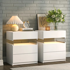 Alokik Nightstands set of 2 LED Night Stand (Set of 2) - Wooden bazar