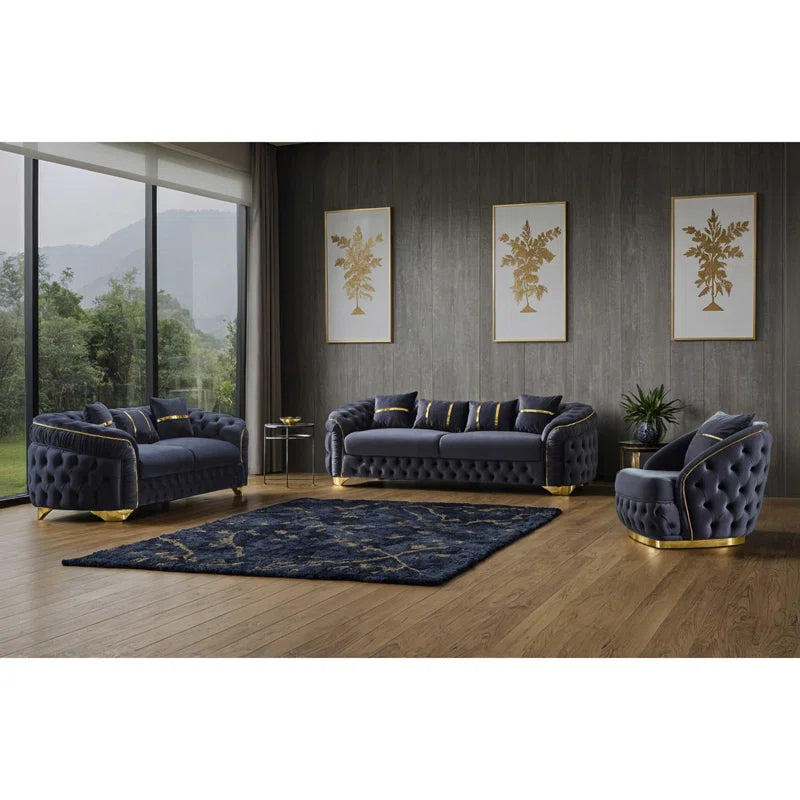 Lapinz 3 - Piece Velvet Living Room Set Luxury Sofa Set