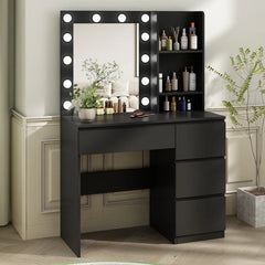 Tracy 37" Vanity Table with Lighted Mirror - Wooden Bazar