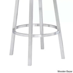 Deherreraz Modern Swivel Counter And Bar Stool With Open Low Back Footrest In Metal Faux Leather