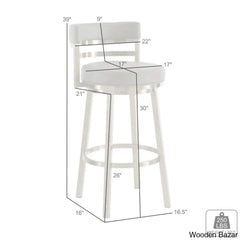 Deherreraz Modern Swivel Counter And Bar Stool With Open Low Back Footrest In Metal Faux Leather