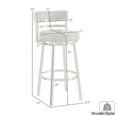 Deherreraz Modern Swivel Counter And Bar Stool With Open Low Back Footrest In Metal Faux Leather