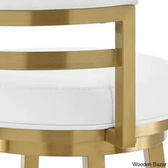 Deherreraz Modern Swivel Counter And Bar Stool With Open Low Back Footrest In Metal Faux Leather