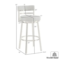Deherreraz Modern Swivel Counter And Bar Stool With Open Low Back Footrest In Metal Faux Leather
