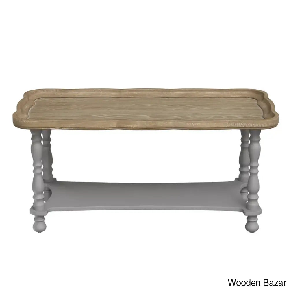 Deion French Farmhouse Coffee And Center Table Natural Tray Top Sofa