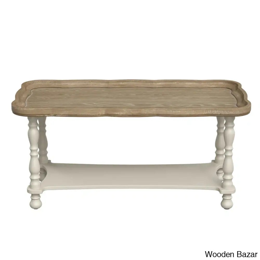 Deion French Farmhouse Coffee And Center Table Natural Tray Top Sofa