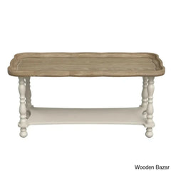 Deion French Farmhouse Coffee And Center Table Natural Tray Top Sofa