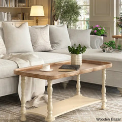 Deion French Farmhouse Coffee And Center Table Natural Tray Top Sofa