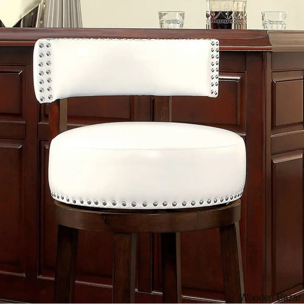 Delevany Swivel Upholstered Counter And Bar Stool With Solid Wood Frame (Set Of 2)