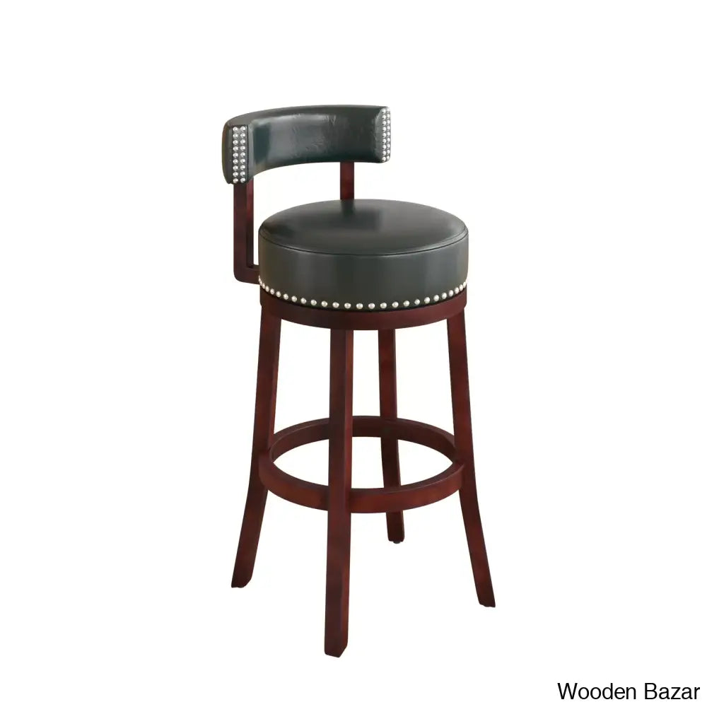 Delevany Swivel Upholstered Counter And Bar Stool With Solid Wood Frame (Set Of 2)