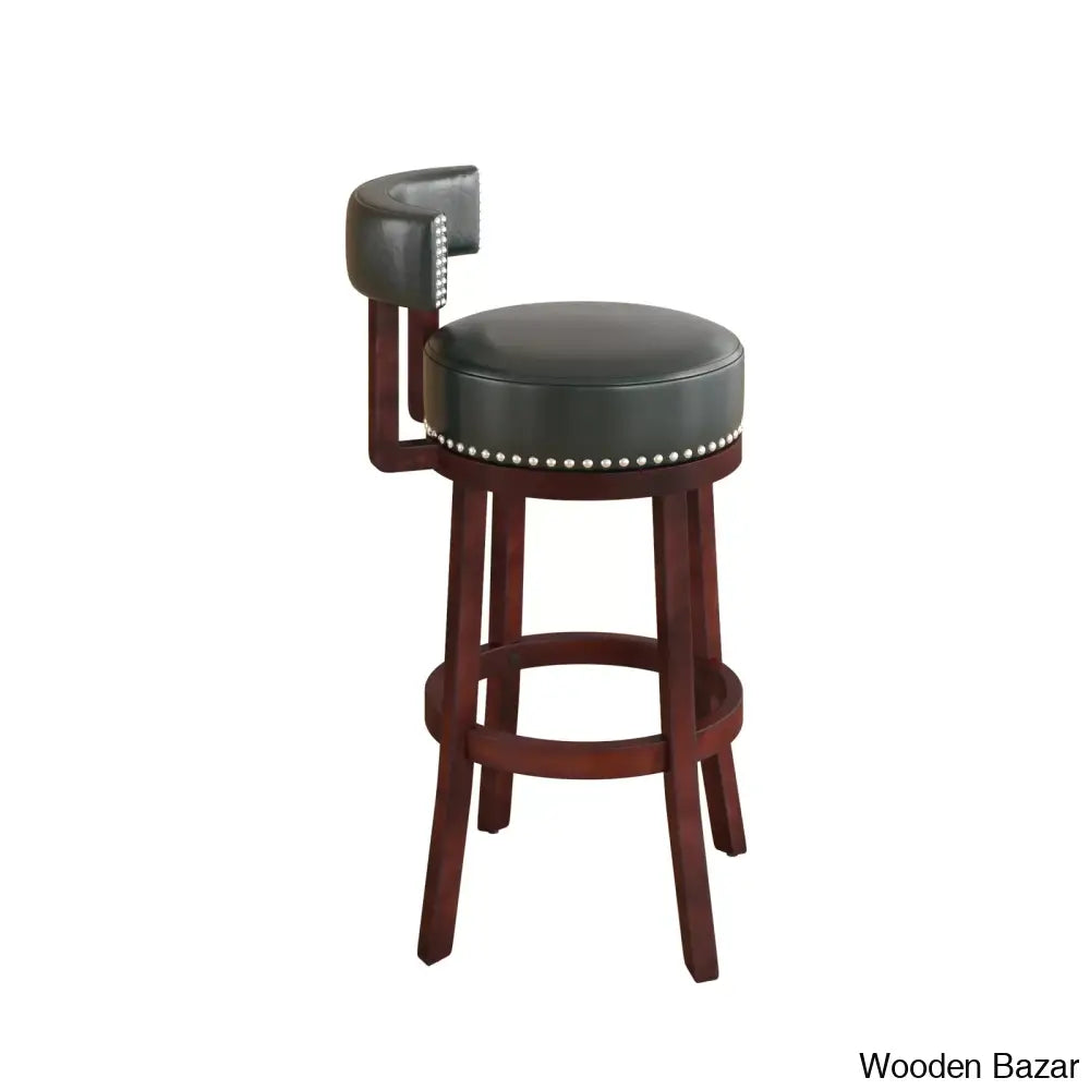 Delevany Swivel Upholstered Counter And Bar Stool With Solid Wood Frame (Set Of 2)