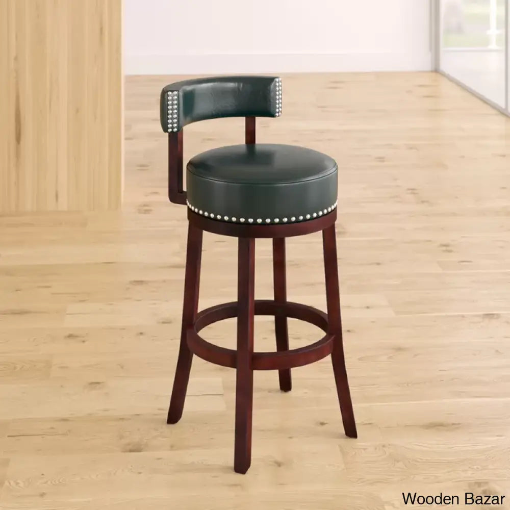 Delevany Swivel Upholstered Counter And Bar Stool With Solid Wood Frame (Set Of 2)