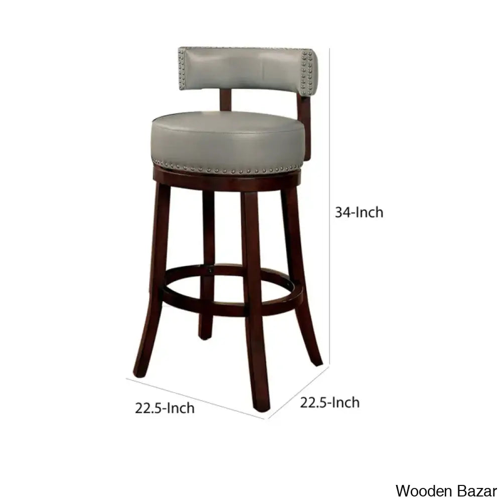 Delevany Swivel Upholstered Counter And Bar Stool With Solid Wood Frame (Set Of 2)