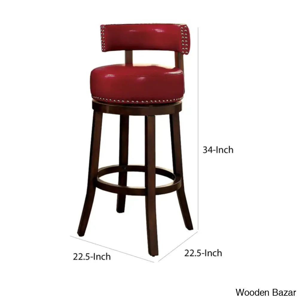 Delevany Swivel Upholstered Counter And Bar Stool With Solid Wood Frame (Set Of 2)