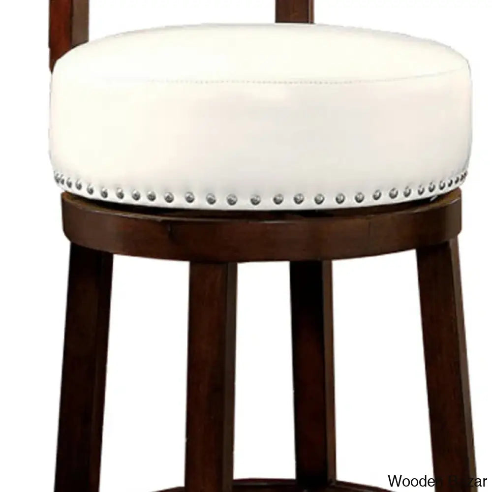 Delevany Swivel Upholstered Counter And Bar Stool With Solid Wood Frame (Set Of 2)