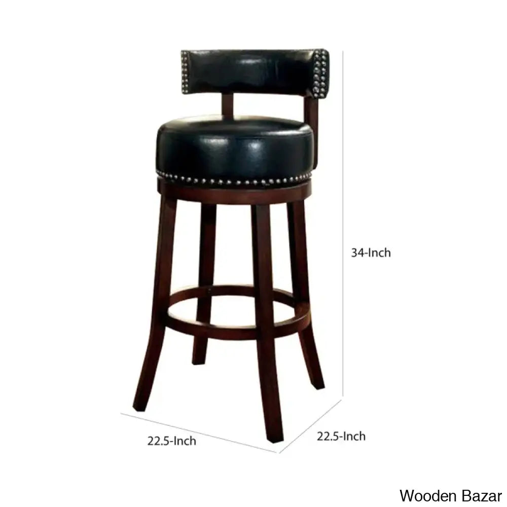 Delevany Swivel Upholstered Counter And Bar Stool With Solid Wood Frame (Set Of 2)