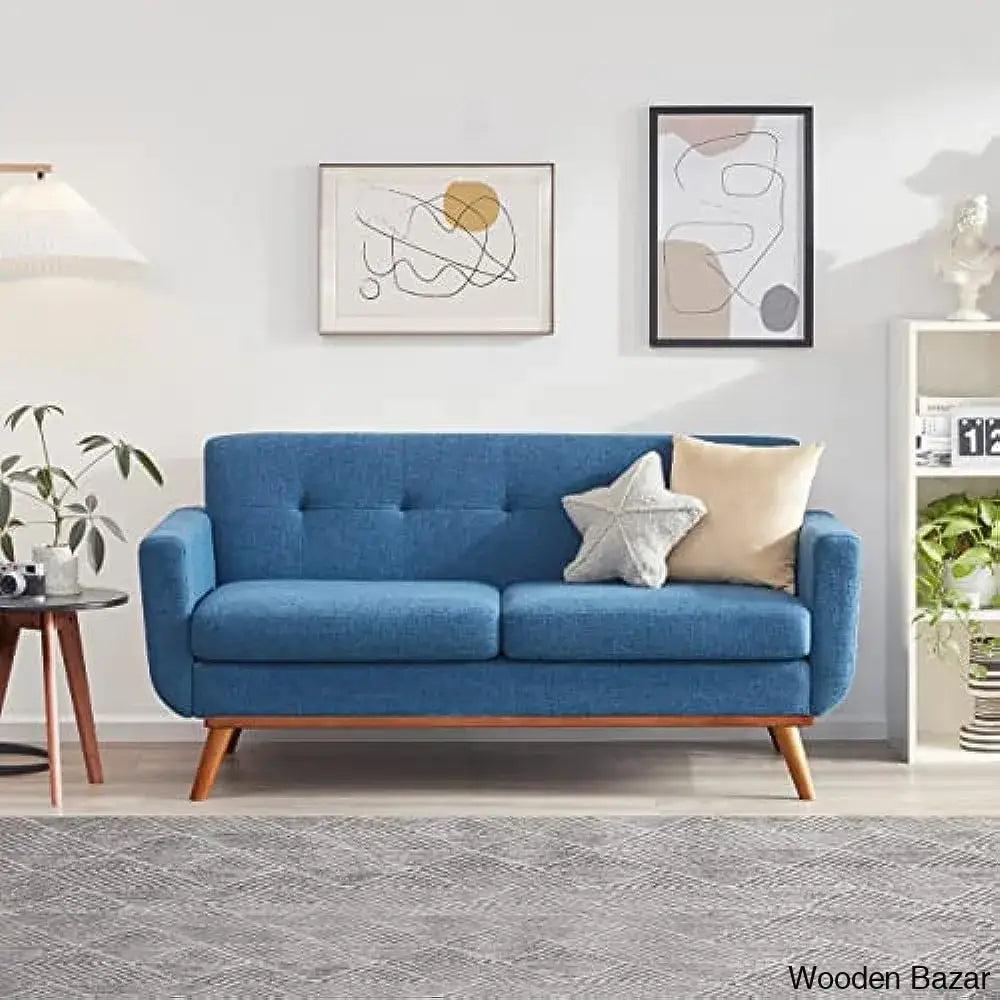 Deliliah New Loveseat Sofa Mid Century Modern Decor Love Seat Couches For Living Room Blue